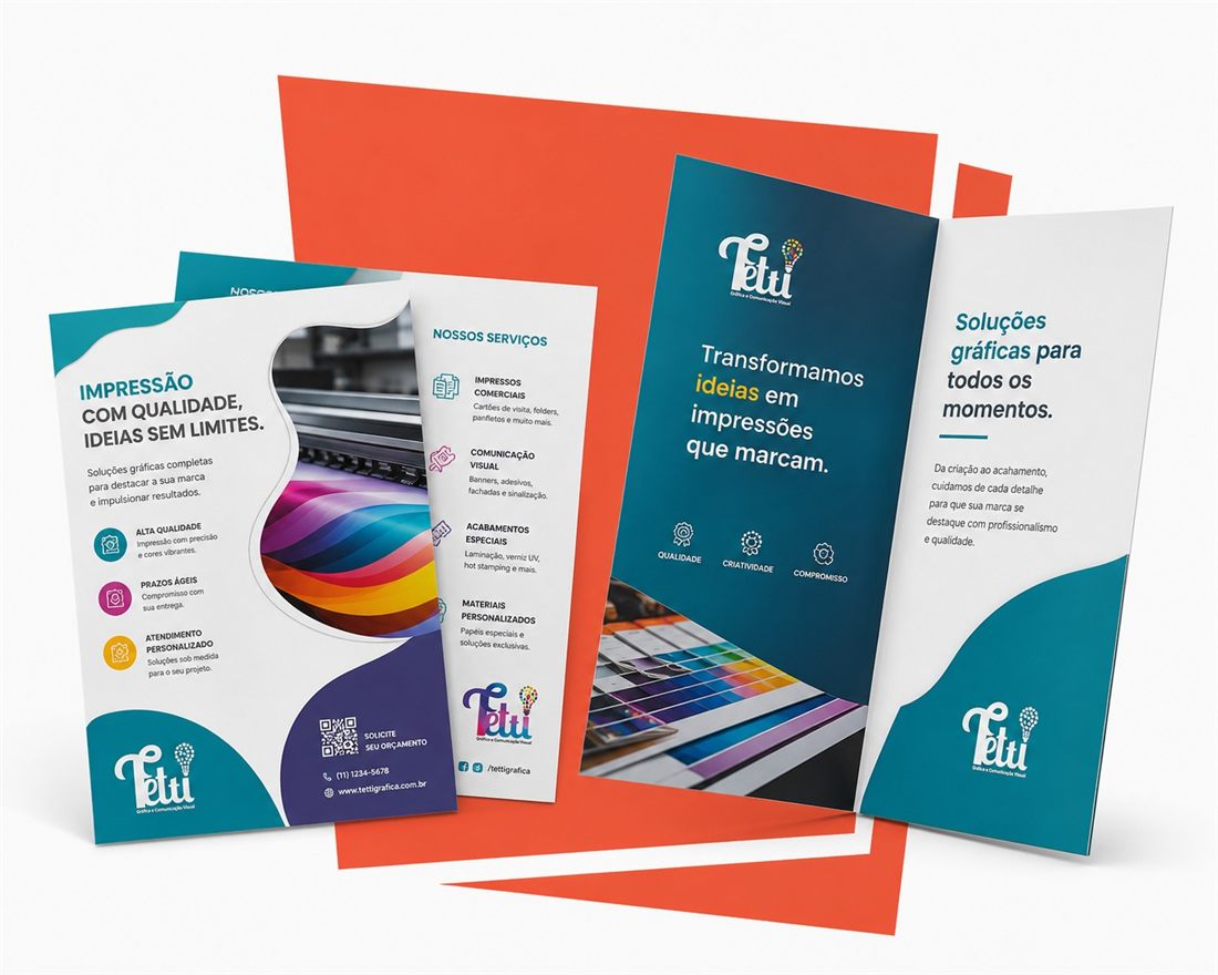 Folders institucionais impressos pela Tetti Gráfica